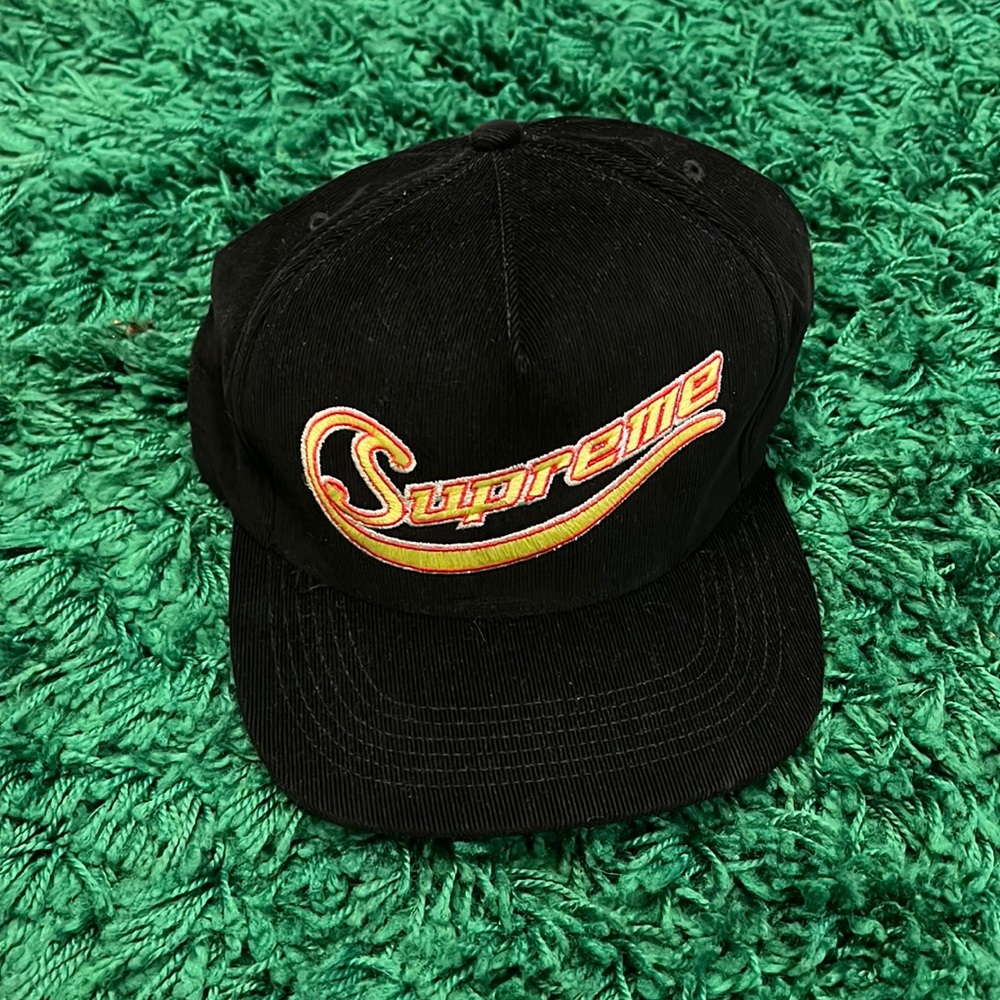 Supreme metallic logo corduroy 5 panel hat